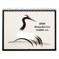 2026 Animal de pinceau d'encre japonaise 12 mois