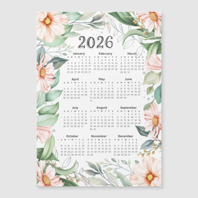 Calendrier 2026 Aquarelle Eucalyptus Orange Floral (Devant)