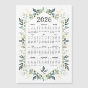 Calendrier 2026 Aquarelle moderne Feuilles botaniq