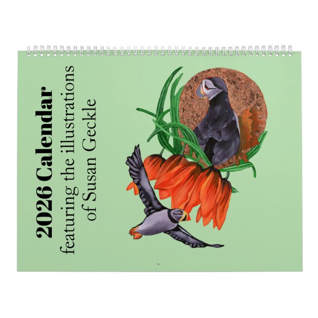 Calendrier 2026 avec des illustrations de la natur (Protection)
