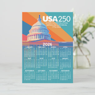 Calendrier 2026 avec USA 250 Capital America Card