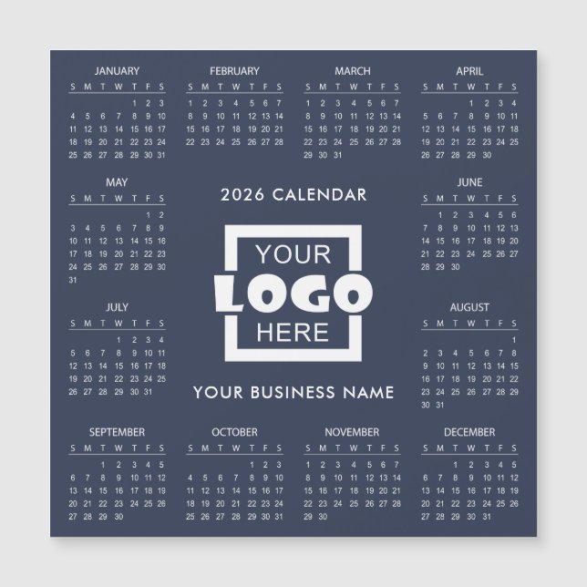 Calendrier 2026 avec votre propre logo d'entrepris (Devant)