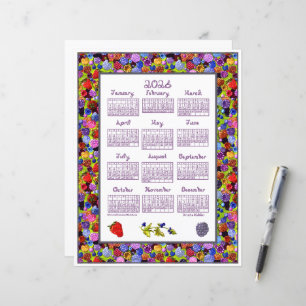 Calendrier 2026 Baies Cadre Art Tissu Fonte Baies