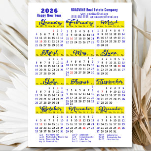 Calendrier 2026 Bleu Script Simple Entreprise Magn