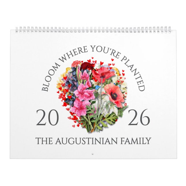 Calendrier 2026 BLOOM WHERE PLANTED Christian Birth Month  (Protection)