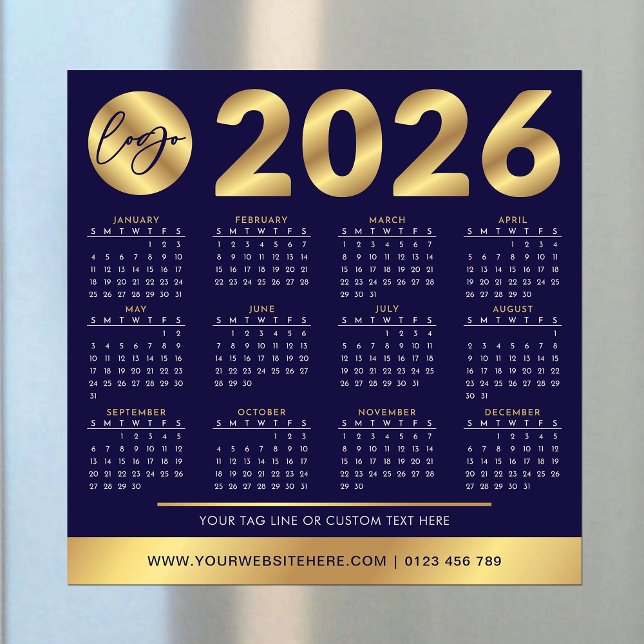Calendrier 2026 Business Logo Marine & Gold Corpor (Créateur téléchargé)