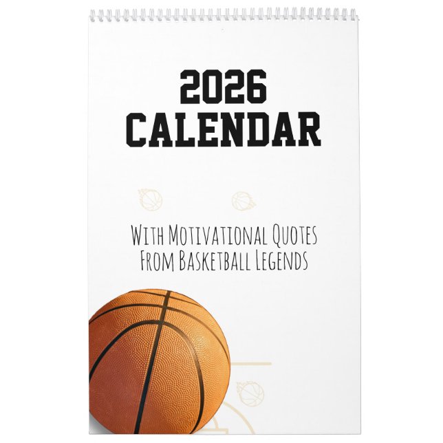 Calendrier 2026 Calendar Basketball Inspirational Quotes  (Protection)