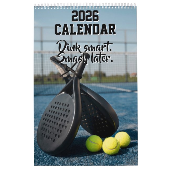 Calendrier 2026 Calendar Pickleball Funny Quotes Dink Paddle (Protection)