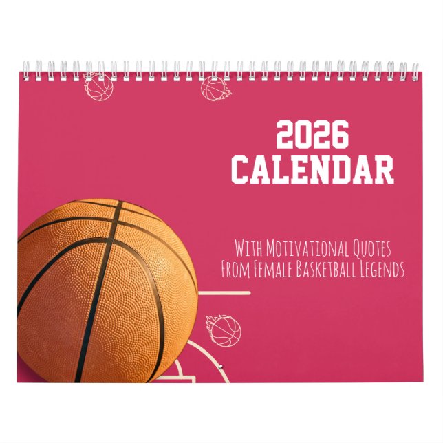 Calendrier 2026 Calendar Pink  Basketball For Her Teen Girls (Protection)