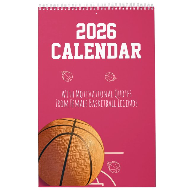 Calendrier 2026 Calendar Pink  Basketball For Teen Girl Women (Protection)