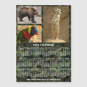 Calendrier 2026 Camouflage Ajouter 3 Photos Aimant