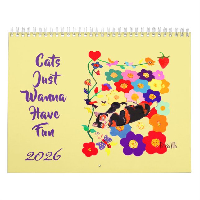 Calendrier 2026 Cats Just Wanna Have Fun Cat Art  (Protection)