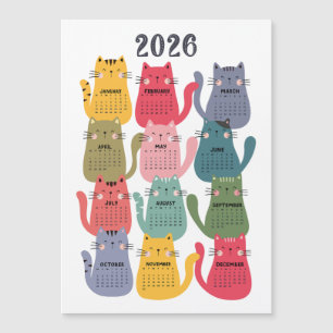 Calendrier 2026 Chats colorés