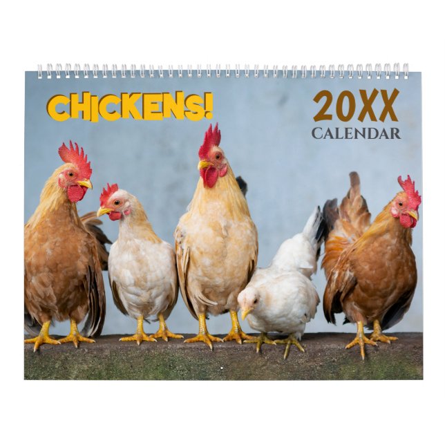 Calendrier 2026 Chickens Wall Calendar Cute (Protection)