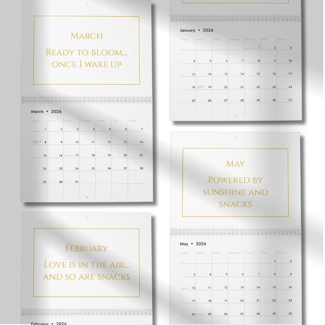 Calendrier 2026 Citation Mignon Or Élégant (Créateur téléchargé)