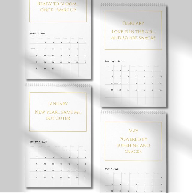 Calendrier 2026 Citation Mignon Or Élégant (Créateur téléchargé)