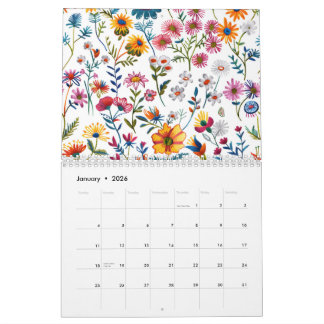 Calendrier 2026 Classic Wildflower Pattern Calendar