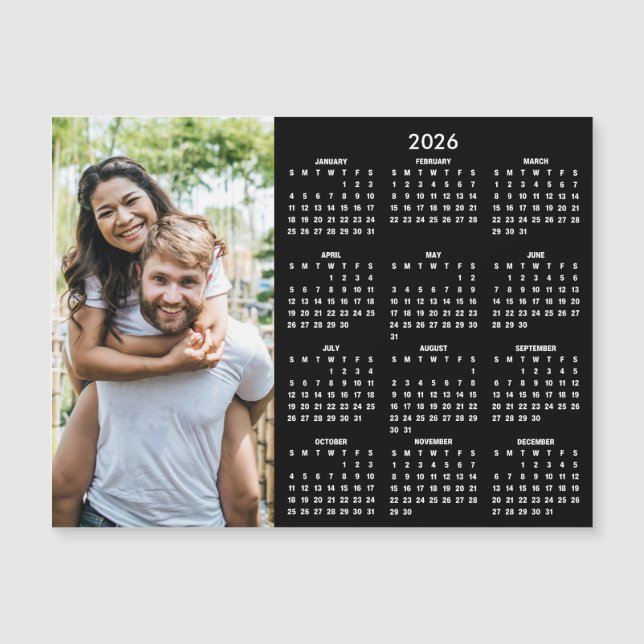 Calendrier 2026 Classique Photo Moderne Aimant (Devant)