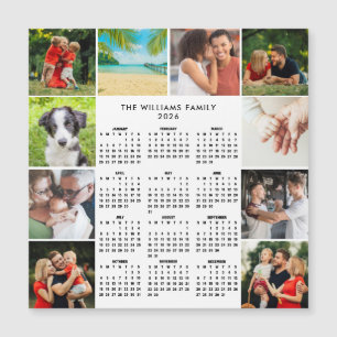 Calendrier 2026 Collage de 10 Photos Aimant Famili