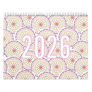 Calendrier 2026 Colorful Pastel Pattern Illustration Calendar
