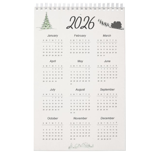 Calendrier 2026 – Conception de calendrier imprima (Protection)