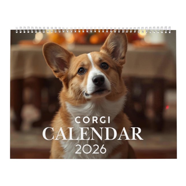 Calendrier 2026 Corgi Calendar | 12 Month Wall Calendar (Protection)