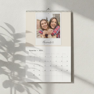 Calendrier 2026 Custom Family Polaroid Photo Beige