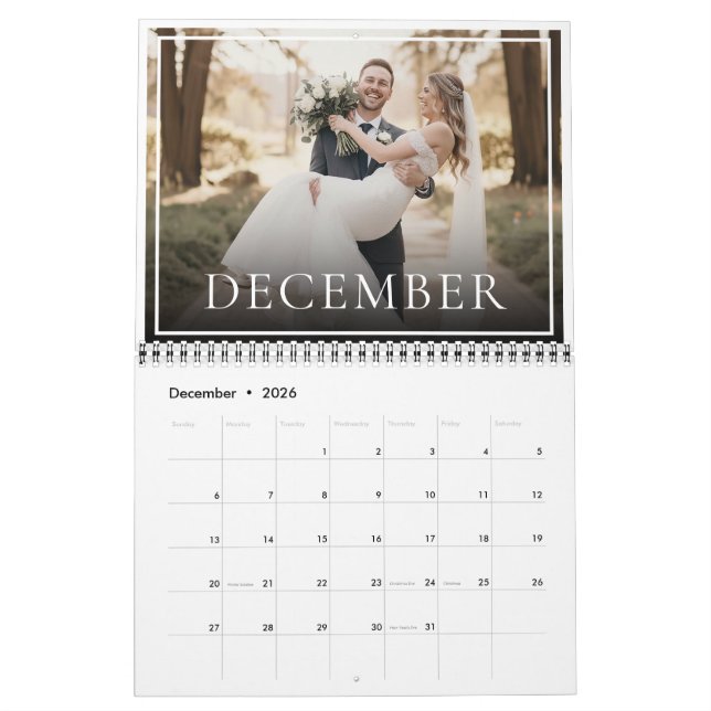 Calendrier 2026 Custom Wedding Photo Newlywed Chic (Dec 2026)