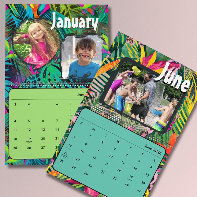 Calendrier 2026 Cute Tropical colorful custom photos wall (Créateur téléchargé)
