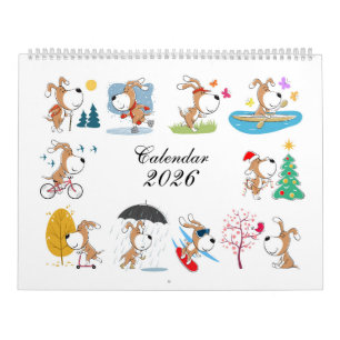 Calendrier 2026 de Chien Mignon Drôle de Dessin An