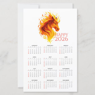 Calendrier 2026 de l'année du Cheval de Feu