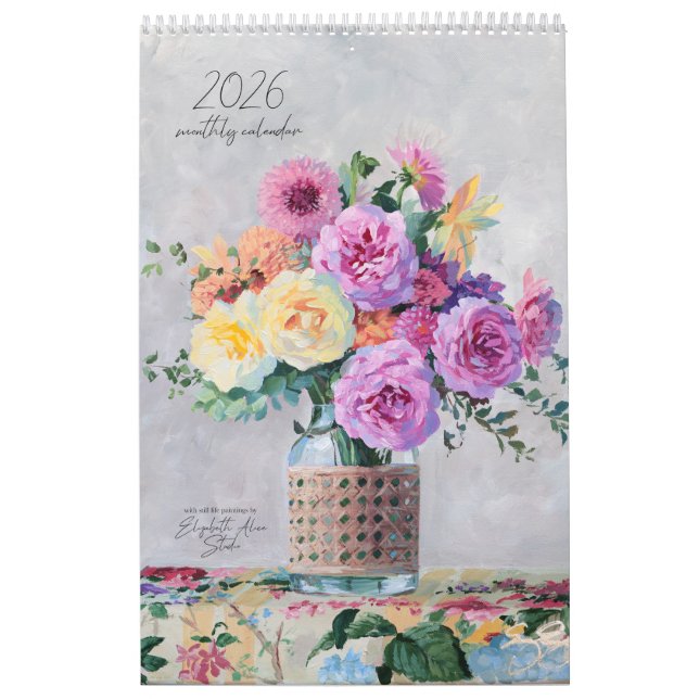 Calendrier 2026 de peintures de fleurs et de natur (Protection)