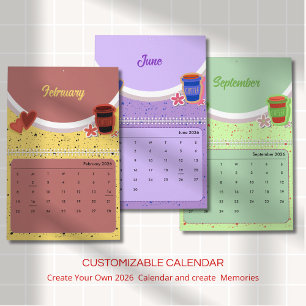 Calendrier 2026 de tasse de café mignonne