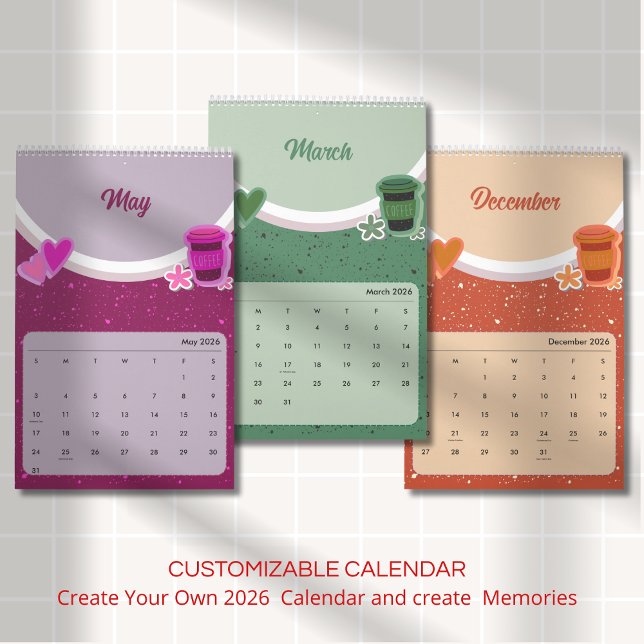 Calendrier 2026 de tasse de café mignonne (Créateur téléchargé)
