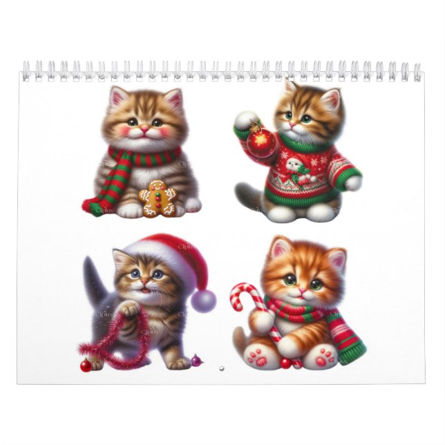 Calendrier 2026 des chatons douillets en chapeaux  (Protection)