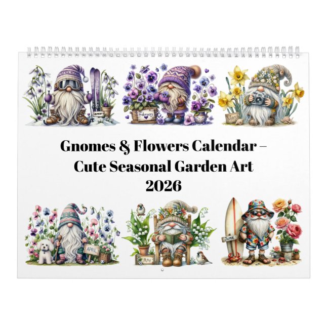 Calendrier 2026 des Gnomes et Fleurs de Naissance (Protection)