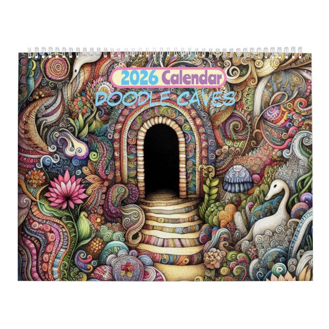 Calendrier 2026 Doodle Grottes Art Calendrier (Protection)