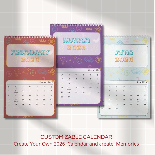 Calendrier 2026 Doodle Mignon Clair (Créateur téléchargé)
