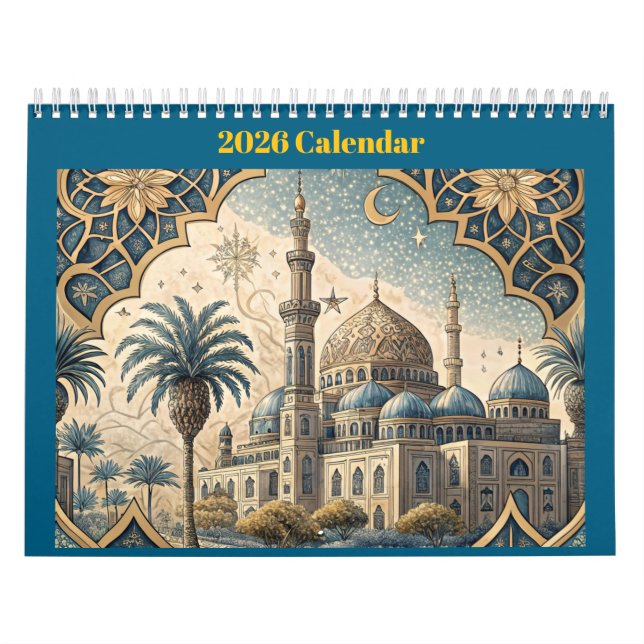 Calendrier 2026 English Calendar with Islamic Designs/Quotes (Protection)