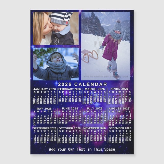 Calendrier 2026 Espace Nébuleuse 3 Photos personna (Devant)