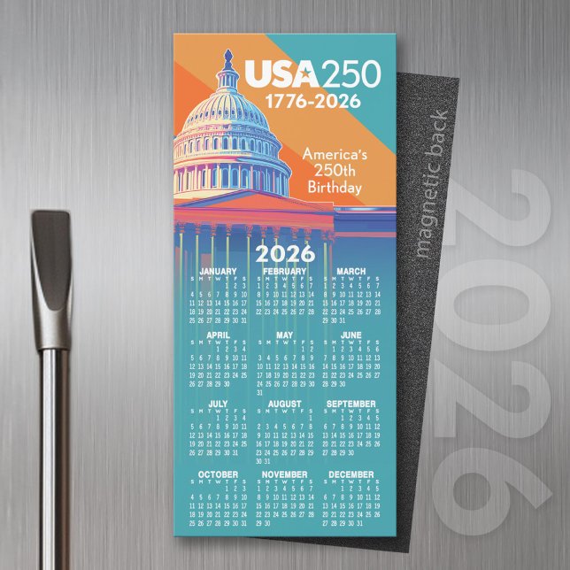Calendrier 2026 États-Unis 250 Dôme du Capitole Am (2026 Calendar of a Magnet)