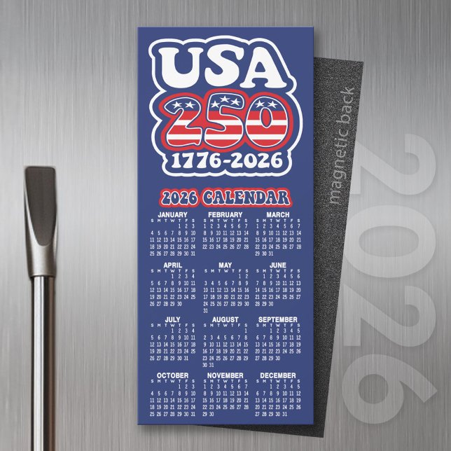Calendrier 2026 États-Unis 250e anniversaire de l' (2026 Calendar of a Magnet)