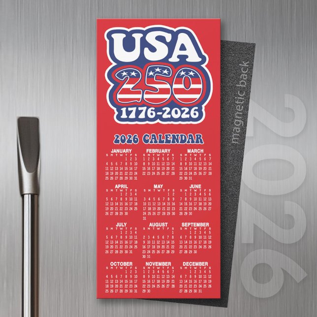 Calendrier 2026 États-Unis 250e anniversaire de l' (2026 Calendar of a Magnet)