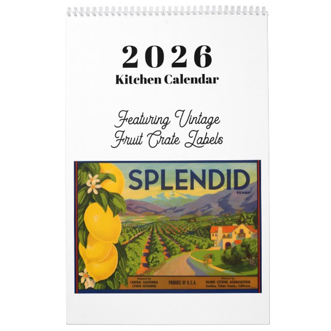 Calendrier 2026 Étiquettes de Caisse de Fruits Vin (Protection)