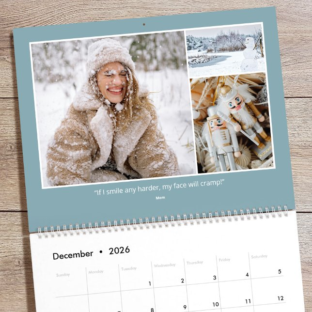 Calendrier 2026 Family Quotes & Funny Sayings Custom Photo (Créateur téléchargé)
