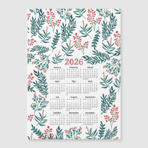 Calendrier 2026 Feuilles verts et motifs floraux r