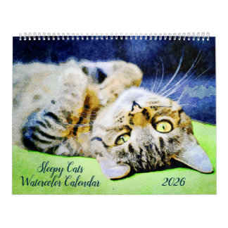 Calendrier 2026 Funny Lazy Sleepy Cat Relaxing Cat Lover Gift