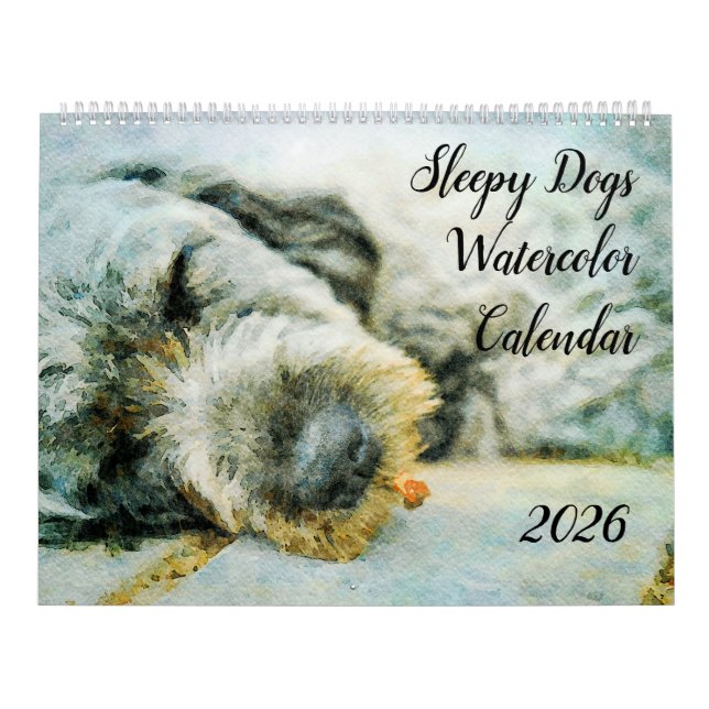 Calendrier 2026 Funny Lazy Sleepy Dog Puppy Antianxiety Gift (Protection)
