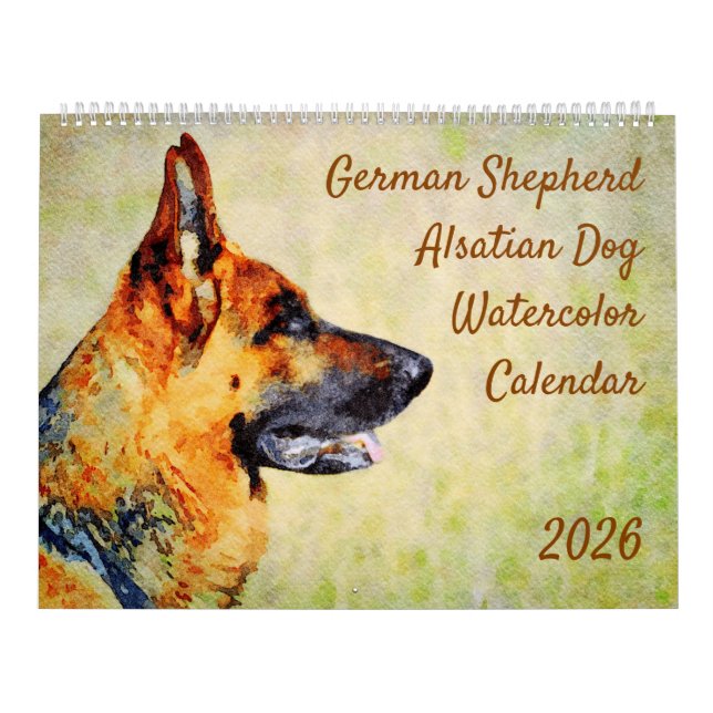Calendrier 2026 German Shepherd Alsatian Dog Lover GSD Gift (Protection)