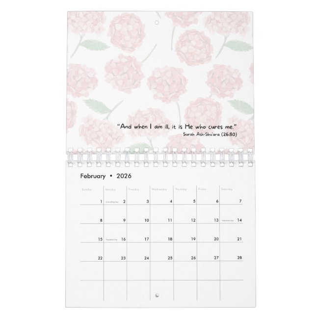 Calendrier 2026 Islamic Calendar with Quran Quotes (small) (Feb 2026)